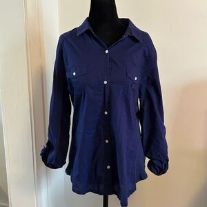 Women's Blue Button Down Shirt